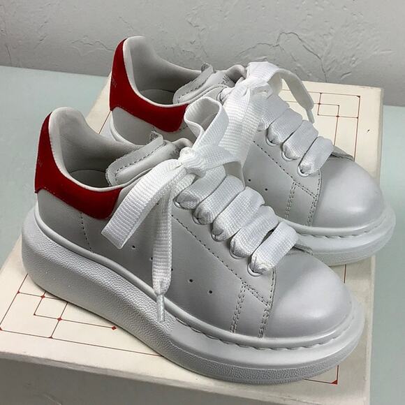 Alexander McQueen Molly Kids White Luster Red leather sneakers SZ 26 or 9.5 EUC - Picture 3 of 16